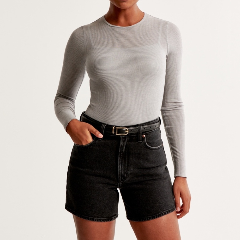 Black jean dad shorts